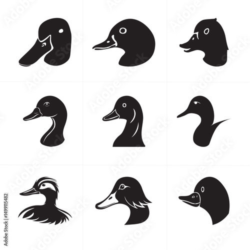 An illustration and silhouette of a duck's face..
