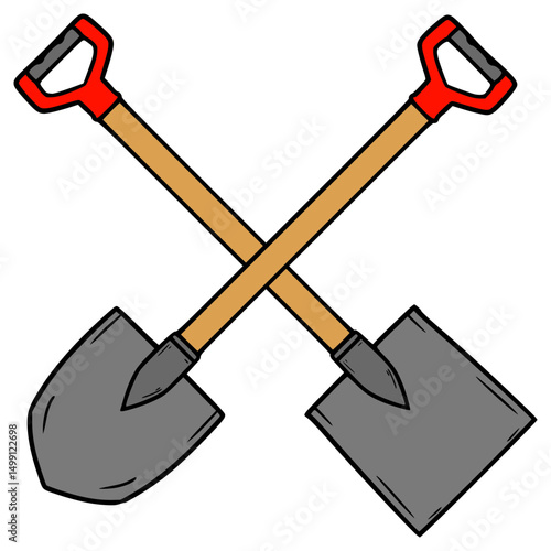 shovel illustration hand drawn isolated vector