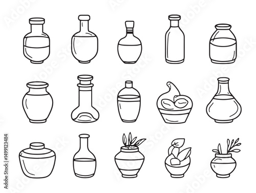 Hand Drawn Ghee Container with Spoon Outline Illustration