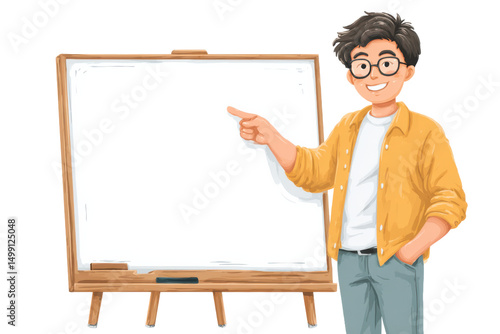 Confident Teacher in Action – Isolated on Transparent