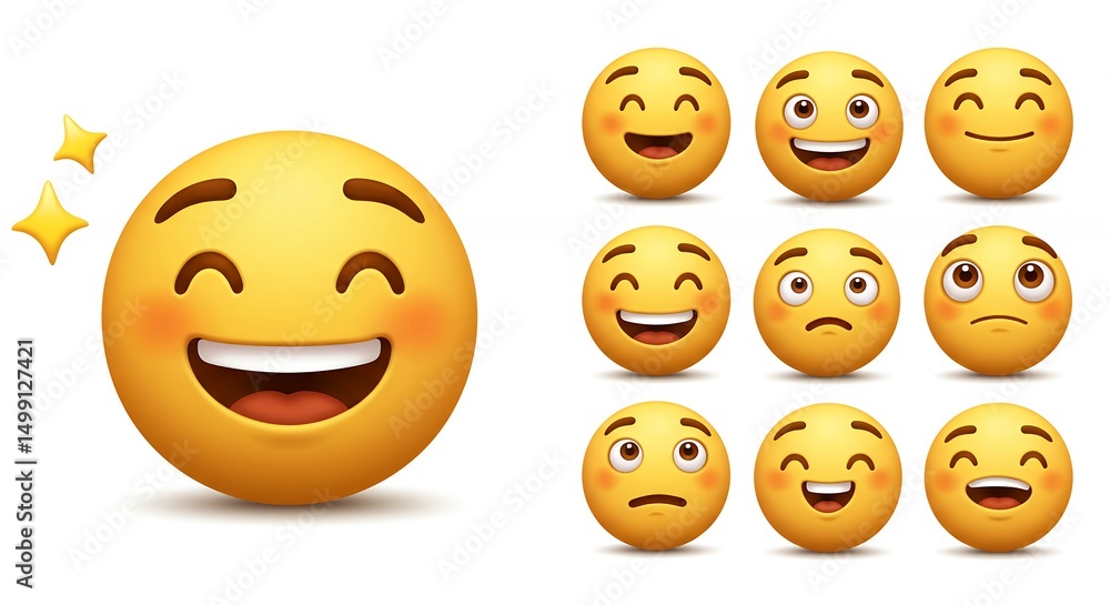Fototapeta premium Emoji Set Expressing Various Emotions