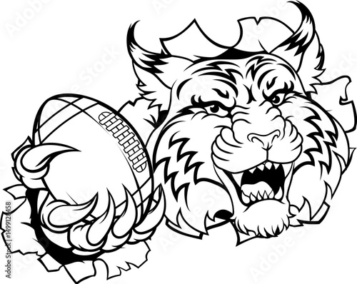 A wildcat or bobcat animal American football sports team cartoon mascot