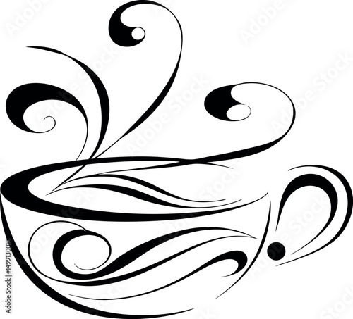 Cup of coffee with visible vapor lines – vector image.