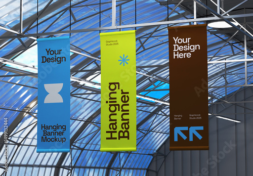 Ceiling Hanging Banner Mockup