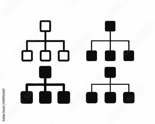 Hierarchical structure icon vector silhouette illustration isolated on white background
