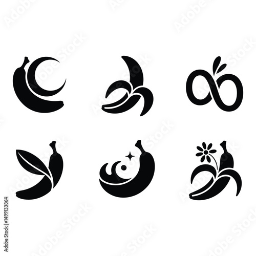 A playful banana illustration design series showing creative and innovative branding concepts in