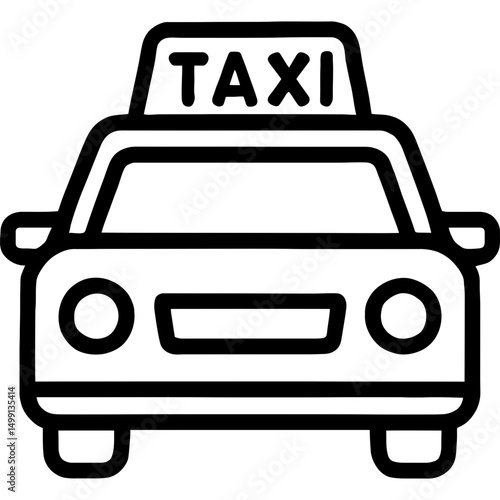 Minimalist taxi icon with bold lines