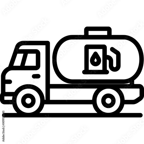 Clean vector icon of a fuel truck