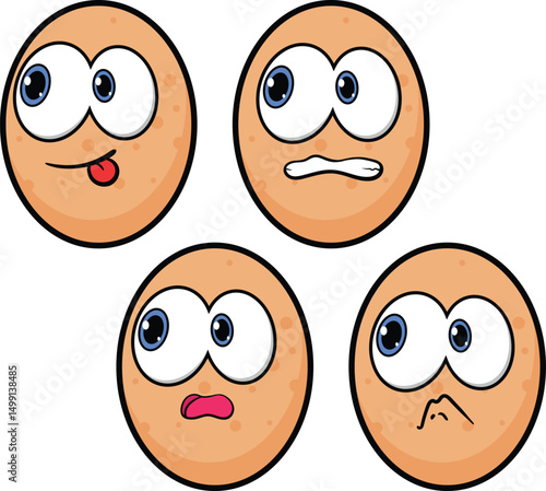 Cute Egg Vector Character - Kawaii Happy Egg with Adorable Face