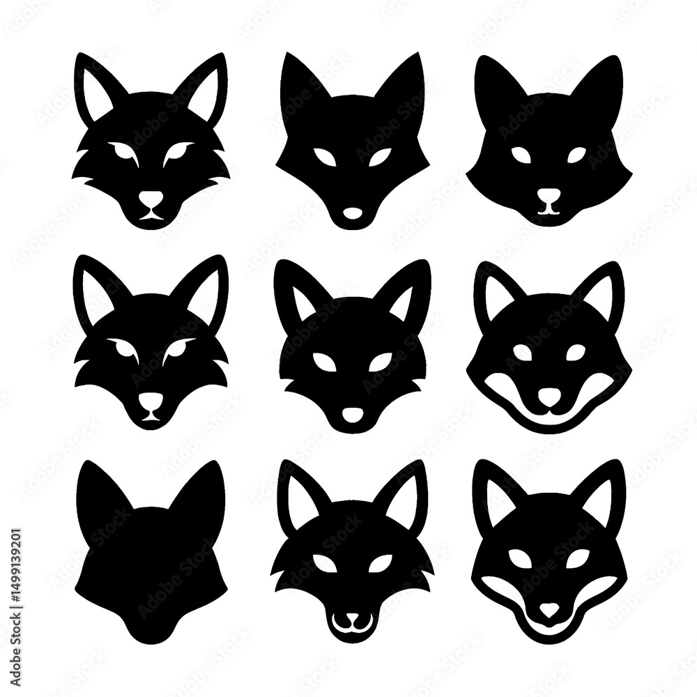Fototapeta premium fox head icon design of black shape silhouette vector illustration on white