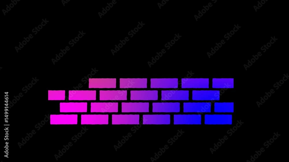 Brickwork Animation brick wall construction animation on transparent background. hd video ...