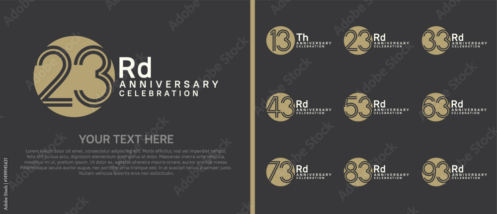 logo anniversary set. brown and white color with circle on black background for special event logo anniversary set. brown and white color with circle on black background for special event
