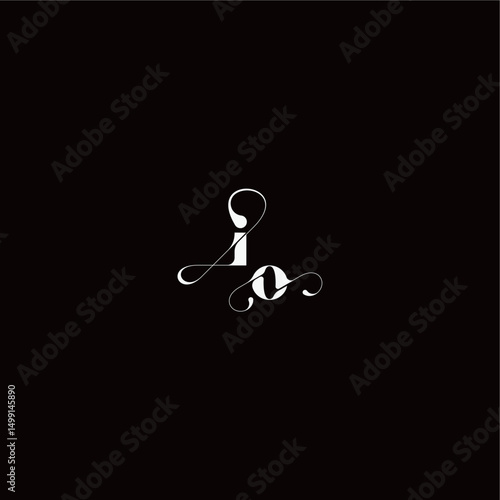 organic hairline logo wedding typography initial letter monogram style and elegant concept IO