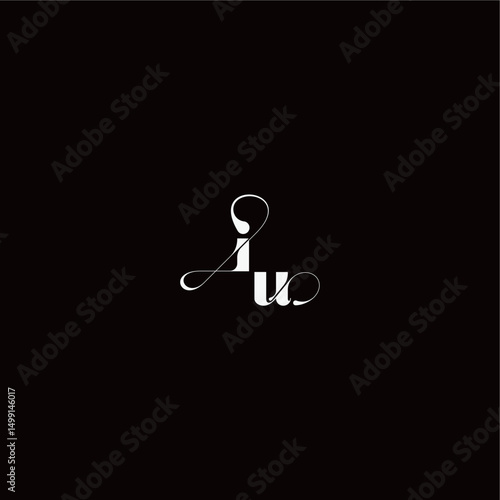 organic hairline logo wedding typography initial letter monogram style and elegant concept IU