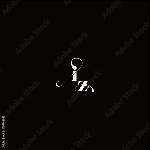 organic hairline logo wedding typography initial letter monogram style and elegant concept IZ