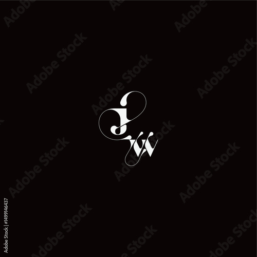 organic hairline logo wedding typography initial letter monogram style and elegant concept JW