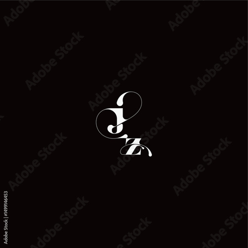 organic hairline logo wedding typography initial letter monogram style and elegant concept JZ