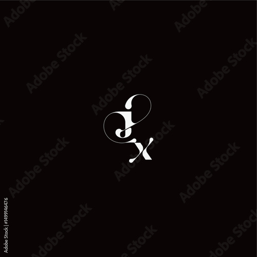 organic hairline logo wedding typography initial letter monogram style and elegant concept JX