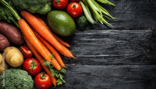 Fresh produce arranged on a...