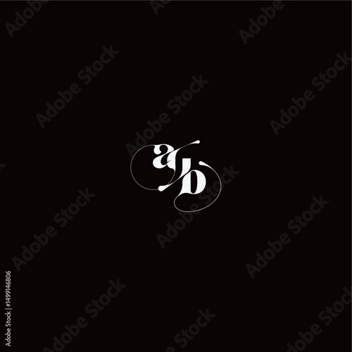 wedding typography initial monogram style and elegant concept AB organic hairline logo letter