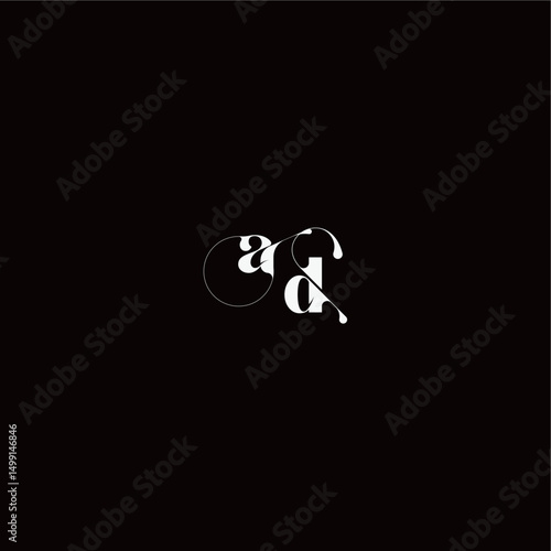 wedding typography initial monogram style and elegant concept AD organic hairline logo letter