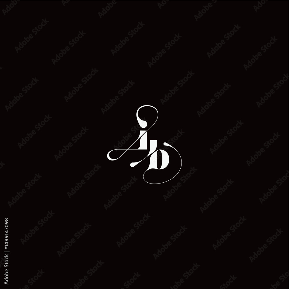 Obraz premium organic hairline logo wedding typography initial letter monogram style and elegant concept IB