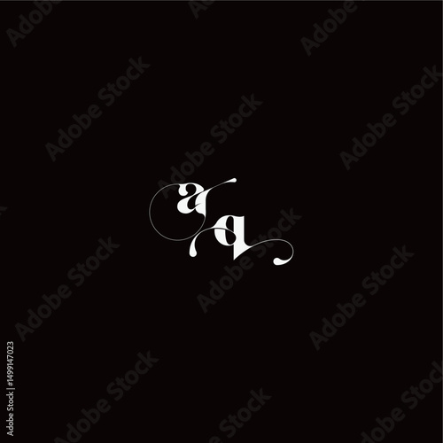 wedding typography initial monogram style and elegant concept AQ organic hairline logo letter