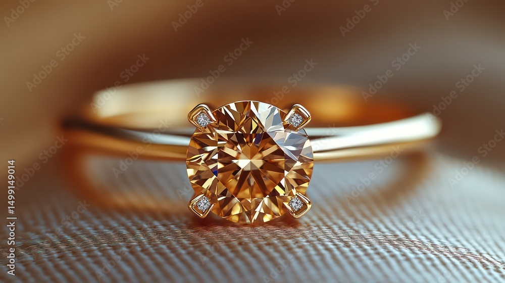 Gold ring with gemstone on soft fabric, glowing with timeless beauty and refined elegance. Gold ring with gemstone on soft fabric, glowing with timeless beauty and refined elegance.