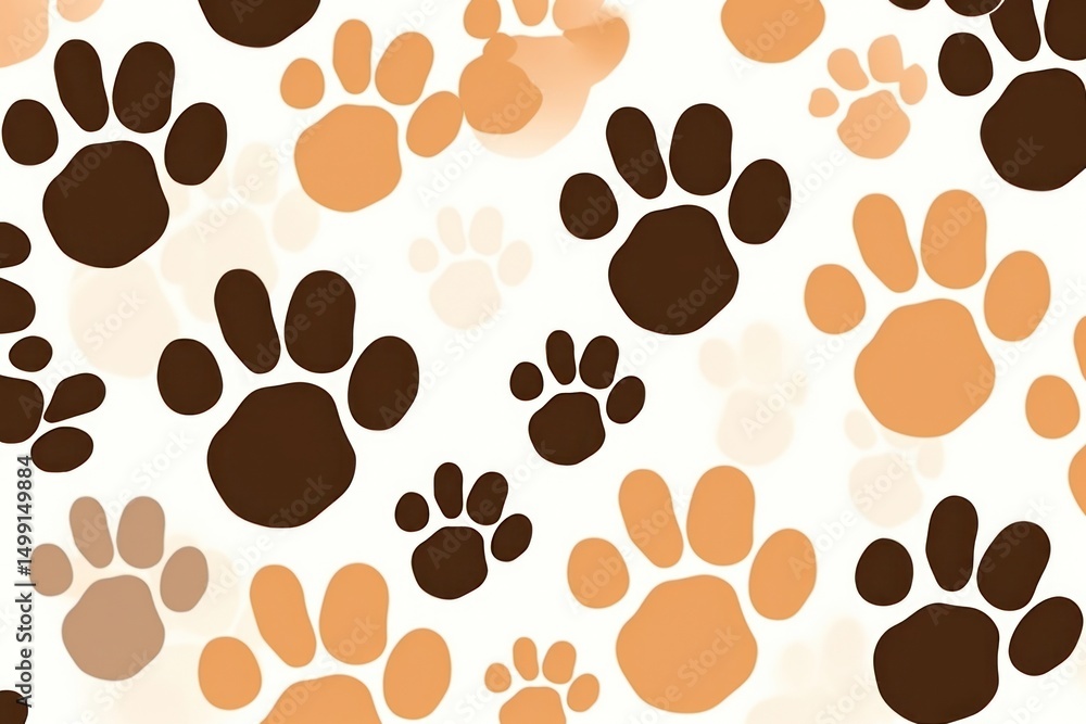 Fototapeta premium Paw prints pattern backgrounds brown carnivora.