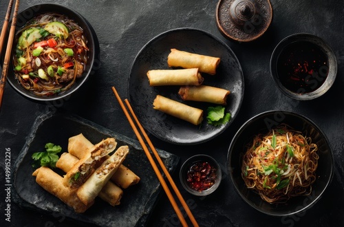 Assorted asian dishes on da...