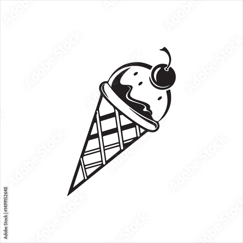 Ice Cream Silhouette Icon – Cool Minimalist Dessert Vector