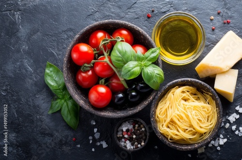 Fresh pasta ingredients arr...