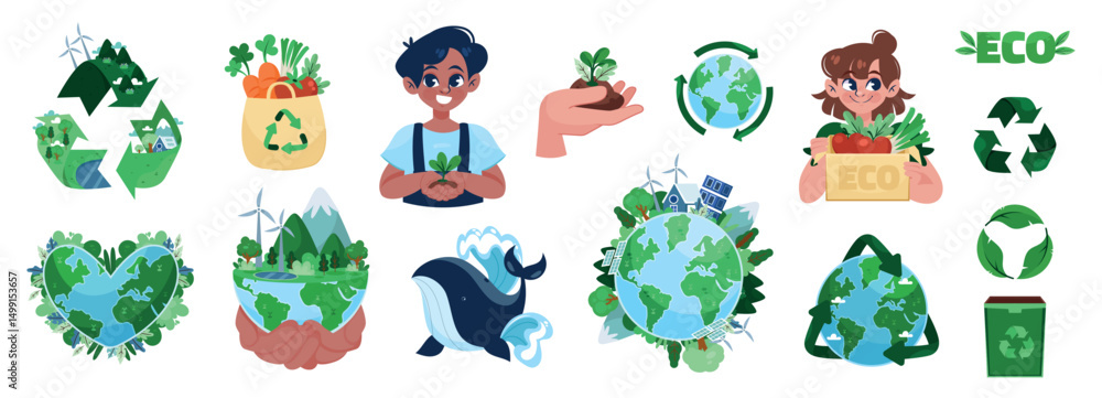 Obraz premium Flat Eco Recycling Original set