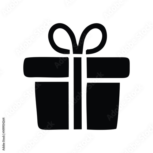 Clean and minimalist gift icon design featuring a wrapped present with a bow. Perfect for holiday promotions, celebrations, ecommerce, greeting cards, and event invitations. A versatile and recognizab