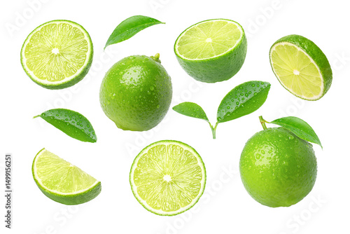 lime slices isolated on white