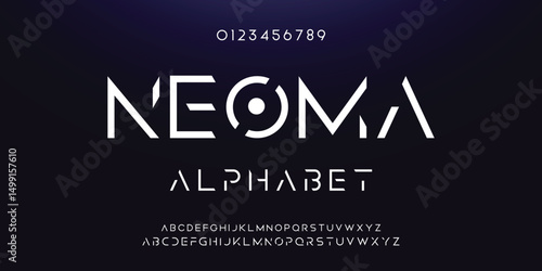 Design Modern abstract digital alphabet font. Minimal technology typography, Creative urban sport fashion futuristic font and with numbers. vector illustration.