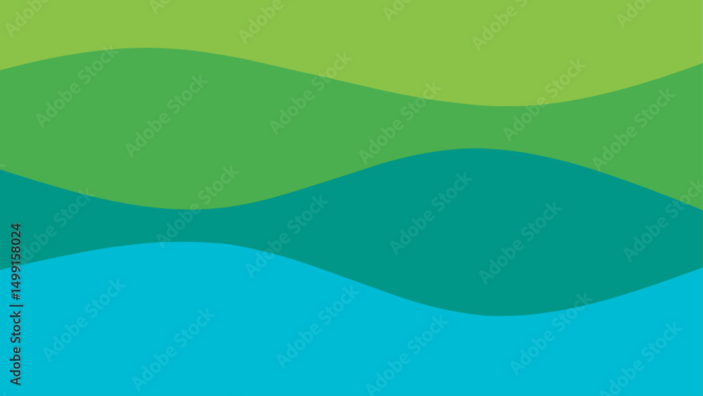 Fototapeta premium Layered wave background in green and cyan tones