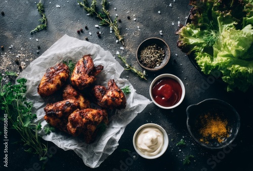 Grilled chicken pieces with...