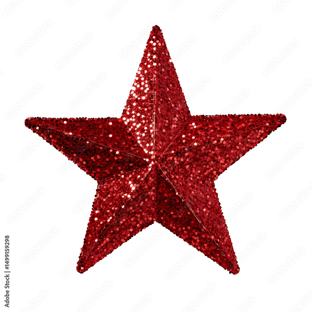 Fototapeta premium Red Glitter Star Christmas Decoration Festive Sparkle