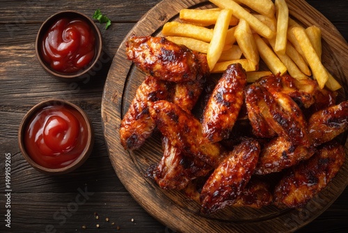 Grilled chicken wings and f...