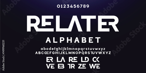 Design Modern abstract digital alphabet font. Minimal technology typography, Creative urban sport fashion futuristic font and with numbers. vector illustration.