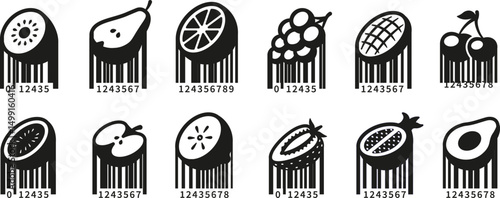 Best fruit with barcode style collection