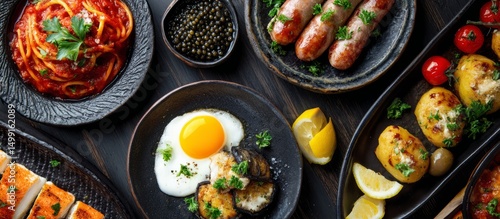 Assorted breakfast and lunc...