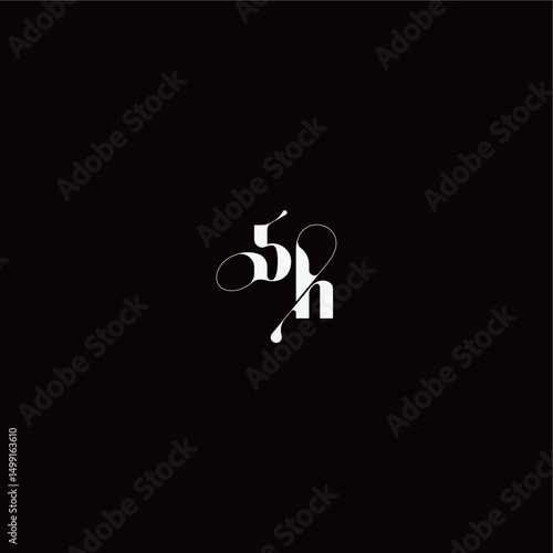 wedding typography initial monogram style and elegant concept BH organic hairline logo letter