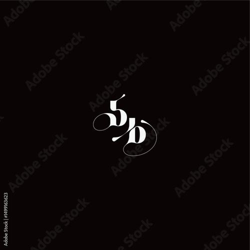 wedding typography initial monogram style and elegant concept BB organic hairline logo letter