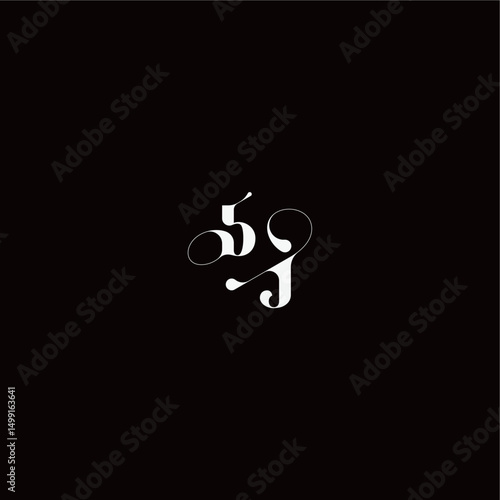 wedding typography initial monogram style and elegant concept BJ organic hairline logo letter