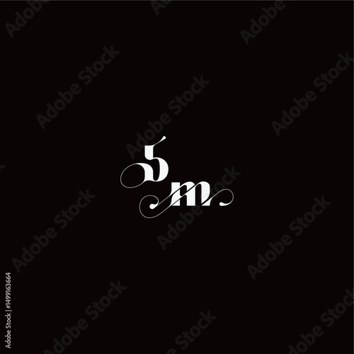 wedding typography initial monogram style and elegant concept BM organic hairline logo letter