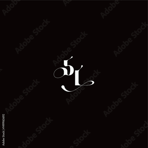 wedding typography initial monogram style and elegant concept BL organic hairline logo letter