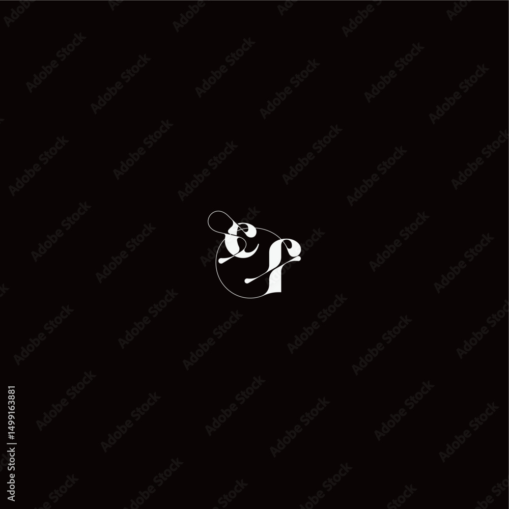 Fototapeta premium wedding typography initial monogram style and elegant concept CF organic hairline logo letter