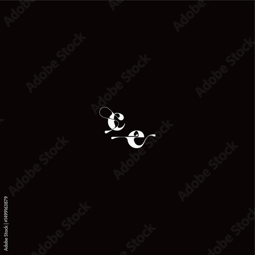 wedding typography initial monogram style and elegant concept CE organic hairline logo letter